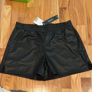 Black Vegan Leather Shorts